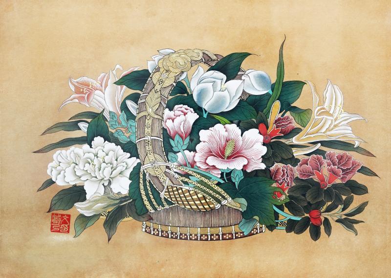 42臧乃文  花篮图（仿宋）.jpg